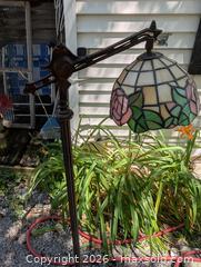 MaxSold Auction: ART DECO STANDING BRIDGE LAMP WITH TIFFANY STYLE SHADE - Loyalist (Ontario, Canada) SELLER MANAGED Downsizing Online Auction - Main Street Bath