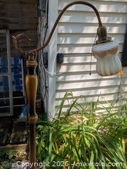MaxSold Auction: VINTAGE  POLYCHROME DECORATED BRIDGE LAMP  ORIGINAL SHADE WIRED AND WORKING - Loyalist (Ontario, Canada) SELLER MANAGED Downsizing Online Auction - Main Street Bath