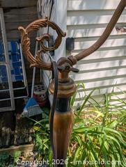 MaxSold Auction: VINTAGE  POLYCHROME DECORATED BRIDGE LAMP  ORIGINAL SHADE WIRED AND WORKING - Loyalist (Ontario, Canada) SELLER MANAGED Downsizing Online Auction - Main Street Bath