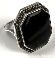 MaxSold Auction: 92% Silver Ring with Onyx Inset and Marcasite Highlights  - Campbell (California, USA) PARTNER MANAGED Estate Sale Online Auction - Dell Avenue