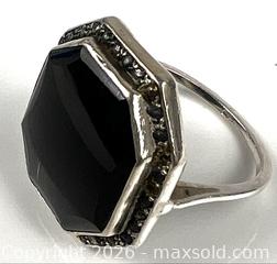 MaxSold Auction: 92% Silver Ring with Onyx Inset and Marcasite Highlights  - Campbell (California, USA) PARTNER MANAGED Estate Sale Online Auction - Dell Avenue