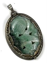 MaxSold Auction: Vintage 92% Silver Pendant with Jade Inset - Campbell (California, USA) PARTNER MANAGED Estate Sale Online Auction - Dell Avenue