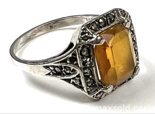 MaxSold Auction: Vintage 92% Silver Ring with Citrine Stone and Marcasite Highlights - Campbell (California, USA) PARTNER MANAGED Estate Sale Online Auction - Dell Avenue