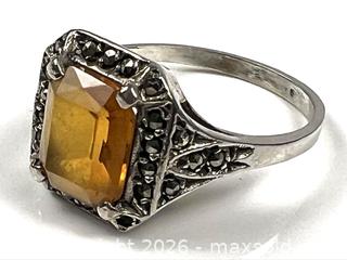 MaxSold Auction: Vintage 92% Silver Ring with Citrine Stone and Marcasite Highlights - Campbell (California, USA) PARTNER MANAGED Estate Sale Online Auction - Dell Avenue