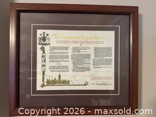 MaxSold Auction: Framed Document Print — The Canadian Bill of Rights (Signed by John Diefenbaker) - Didsbury (Alberta, Canada) PARTNER MANAGED Moving Online Auction - Deer Coulee Drive