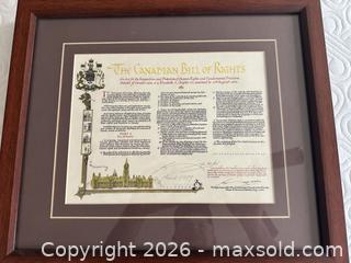 MaxSold Auction: Framed Document Print — The Canadian Bill of Rights (Signed by John Diefenbaker) - Didsbury (Alberta, Canada) PARTNER MANAGED Moving Online Auction - Deer Coulee Drive