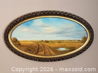 MaxSold Auction: Oval Framed Oil Landscape Painting, Signed and Dated - Didsbury (Alberta, Canada) PARTNER MANAGED Moving Online Auction - Deer Coulee Drive
