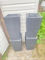 MaxSold Auction: Set of 4 Dark Gray Tall Tapered Square Planters - Didsbury (Alberta, Canada) PARTNER MANAGED Moving Online Auction - Deer Coulee Drive
