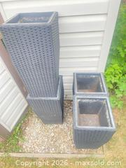 MaxSold Auction: Set of 4 Dark Gray Tall Tapered Square Planters - Didsbury (Alberta, Canada) PARTNER MANAGED Moving Online Auction - Deer Coulee Drive