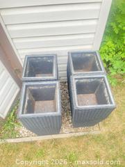 MaxSold Auction: Set of 4 Dark Gray Tall Tapered Square Planters - Didsbury (Alberta, Canada) PARTNER MANAGED Moving Online Auction - Deer Coulee Drive