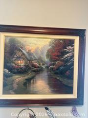 MaxSold Auction: Thomas Kinkade Cottage Landscape Print 38" x 32" - Didsbury (Alberta, Canada) PARTNER MANAGED Moving Online Auction - Deer Coulee Drive