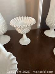 MaxSold Auction: Vintage White Milk Glass Hobnail & Ruffled Edge Lot (8-12 pcs) - Didsbury (Alberta, Canada) PARTNER MANAGED Moving Online Auction - Deer Coulee Drive