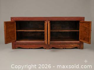 MaxSold Auction: Antique Chinese Red Painted Solid Wood Four-Door Sideboard - Kitchener (Ontario, Canada) SELLER MANAGED Downsizing Online Auction - Schweitzer