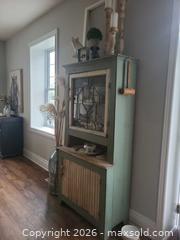MaxSold Auction: Green Farmhouse China Cabinet / Hutch with Glass Door - Kitchener (Ontario, Canada) SELLER MANAGED Downsizing Online Auction - Schweitzer