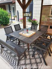 MaxSold Auction: Jensen Leisure Outdoor Patio Dining Set, Hardwood Look, Seats 8 - Kitchener (Ontario, Canada) SELLER MANAGED Downsizing Online Auction - Schweitzer