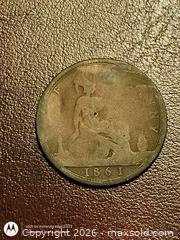 MaxSold Auction: 1861 United Kingdom Bronze Halfpenny/Penny Era Coin - South Frontenac (Ontario, Canada) SELLER MANAGED Downsizing Online Auction - Battersea Road