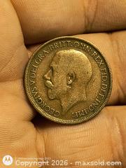 MaxSold Auction: 1915 United Kingdom Halfpenny, King George V Seated Britannia - South Frontenac (Ontario, Canada) SELLER MANAGED Downsizing Online Auction - Battersea Road
