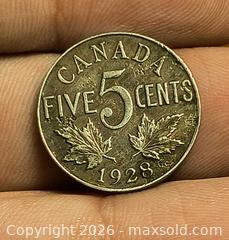 MaxSold Auction: 1928 Canadian 5 Cents Coin, King George V - South Frontenac (Ontario, Canada) SELLER MANAGED Downsizing Online Auction - Battersea Road