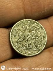 MaxSold Auction: 1941 Spain 5 Céntimos Historical Coin, Horseman Design - South Frontenac (Ontario, Canada) SELLER MANAGED Downsizing Online Auction - Battersea Road