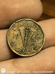 MaxSold Auction: 1943 Canada 5 Cent Victory 'V' Nickel (Torch & V Design) - South Frontenac (Ontario, Canada) SELLER MANAGED Downsizing Online Auction - Battersea Road