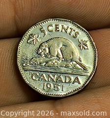 MaxSold Auction: 1951 Canada 5 Cent Coin King George VI Nickel - South Frontenac (Ontario, Canada) SELLER MANAGED Downsizing Online Auction - Battersea Road