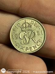 MaxSold Auction: 1951 United Kingdom Sixpence, George VI, Cupro-nickel - South Frontenac (Ontario, Canada) SELLER MANAGED Downsizing Online Auction - Battersea Road