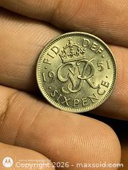 MaxSold Auction: 1951 United Kingdom Sixpence, George VI, Cupro-nickel - South Frontenac (Ontario, Canada) SELLER MANAGED Downsizing Online Auction - Battersea Road