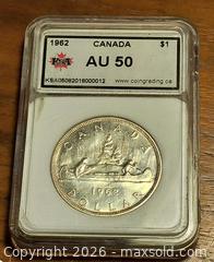 MaxSold Auction: 1962 Canada Silver $1 Coin, KSA Slabbed - South Frontenac (Ontario, Canada) SELLER MANAGED Downsizing Online Auction - Battersea Road