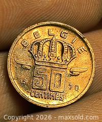 MaxSold Auction: 1970 Belgium 50 Centimes Coin Bronze Soldier Portrait - South Frontenac (Ontario, Canada) SELLER MANAGED Downsizing Online Auction - Battersea Road