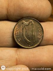 MaxSold Auction: 1978 Ireland 1 Penny (1p) Bronze/Copper Coin - South Frontenac (Ontario, Canada) SELLER MANAGED Downsizing Online Auction - Battersea Road