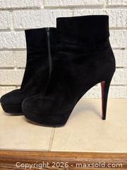 MaxSold Auction: Christian Louboutin Bianca Boot Black Suede Ankle Heeled - EU 41 120mm - Toronto (Ontario, Canada) SELLER MANAGED Downsizing Online Auction -  Lonsdale Road (CONDO)