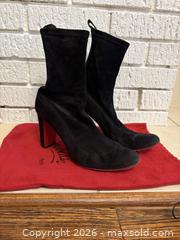 MaxSold Auction: Christian Louboutin Gena Boot Black Suede Ankle / Mid-calf, EU 41 85mm - Toronto (Ontario, Canada) SELLER MANAGED Downsizing Online Auction -  Lonsdale Road (CONDO)