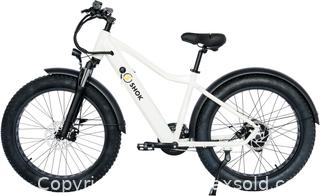 MaxSold Auction: SHOK Atomik - Gloss Pearl White, Fat Tire Mountain Ebike 48V, 500W, 10.4Ah, 500Wh, Shimano, EXSHO, Innova, KMC, Prowheel, SKE9200WT, **NEW, IN-BOX** - Cambridge (Ontario, Canada) PARTNER MANAGED Commercial Liquidation Online Auction - Pinebush Road