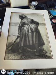 MaxSold Auction: Charcoal/Pencil Figure Drawing, Framed with Mat, Approx. 16" x 20" print of a women - Kingston (Ontario, Canada) SELLER MANAGED Downsizing Online Auction -  Railway Street