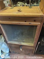 MaxSold Auction: Solid Wood Pie Safe / Screen Cabinet with Hinged Top potato or onions Primitive kitchen  - Kingston (Ontario, Canada) SELLER MANAGED Downsizing Online Auction -  Railway Street