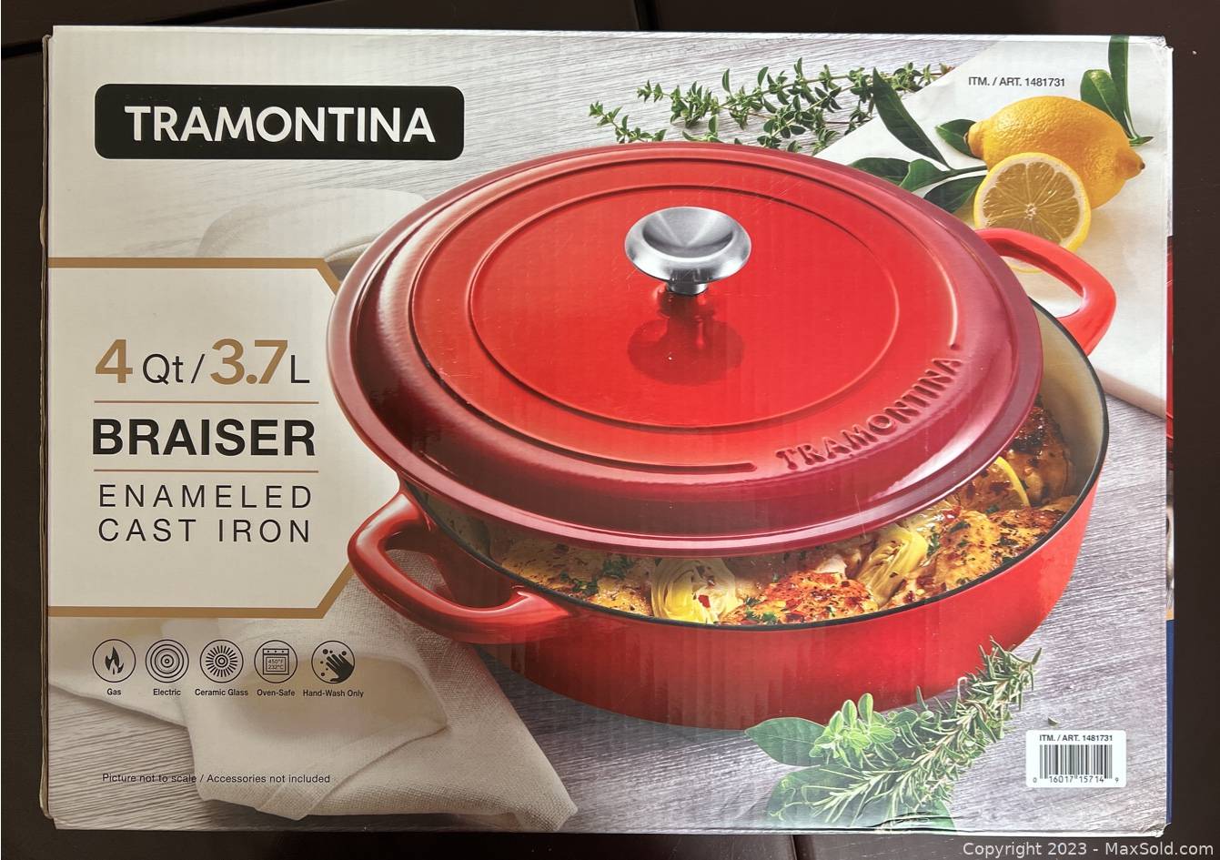 Tramontina Teal Covered Enameled Cast Iron Braiser Dutch Oven 4QT 3.7L 12  NEW 