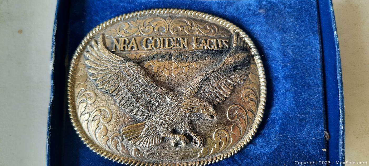 Nra golden eagles belt buckle top
