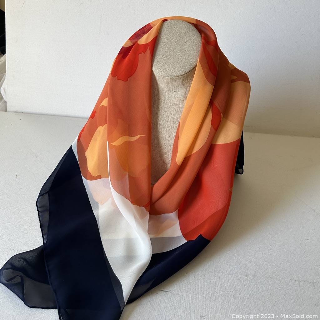 100% Silk Philippe De Villiere Scarf | MaxSold