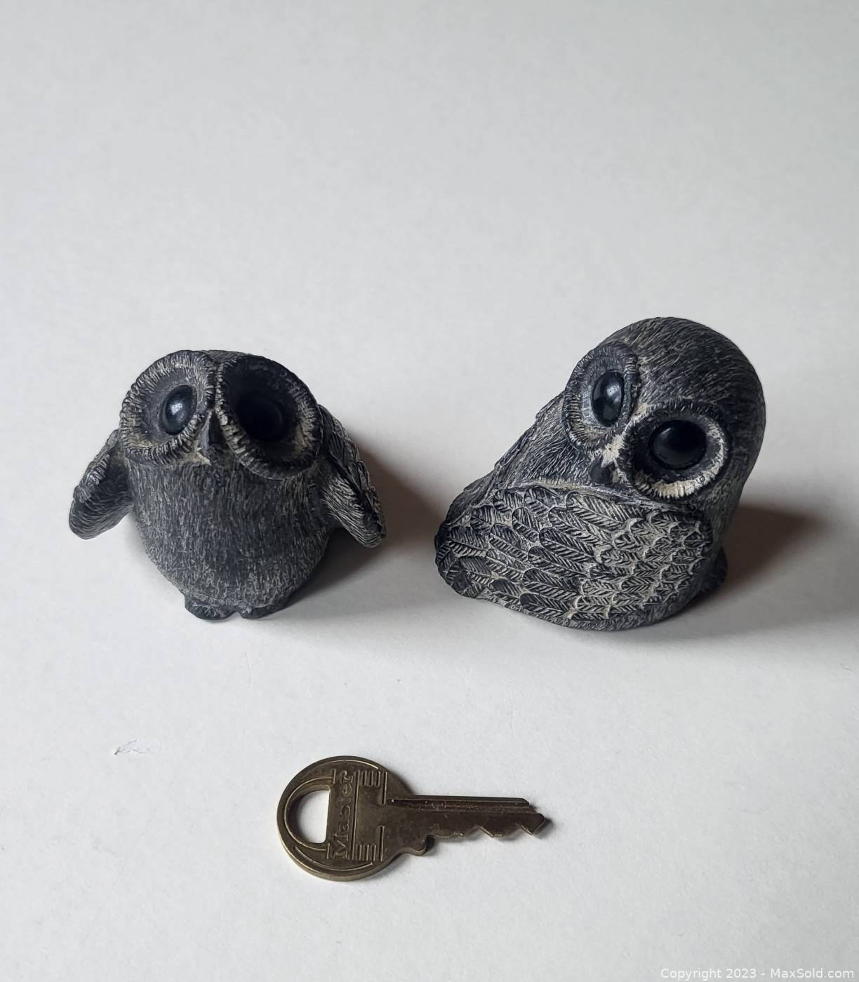 Pair of Wolf Original Soapstone Owl Carvings | Maxsold