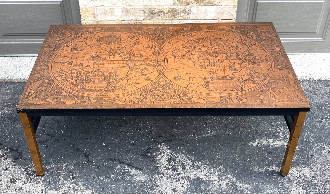 Vintage Mid-Century Modern Danish J.P. Monrad World Map Coffee