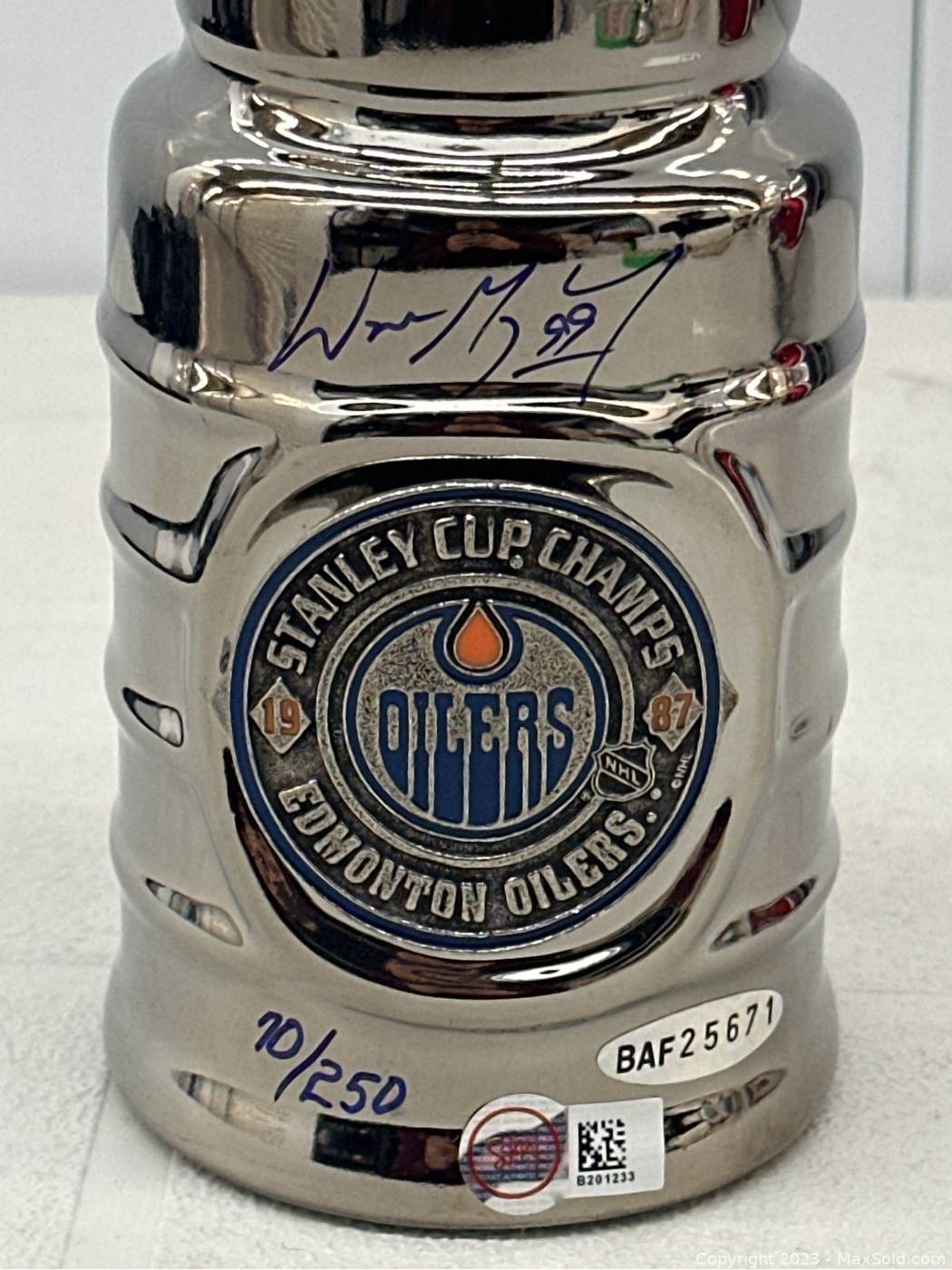 Wayne Gretzky Autographed & Inscribed “4 Cups” Replica Stanley Cup
