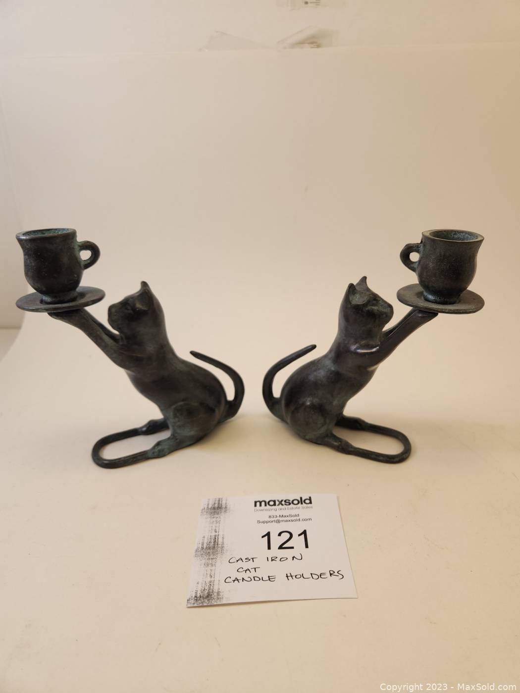 Cast Iron Cat Candle Holder