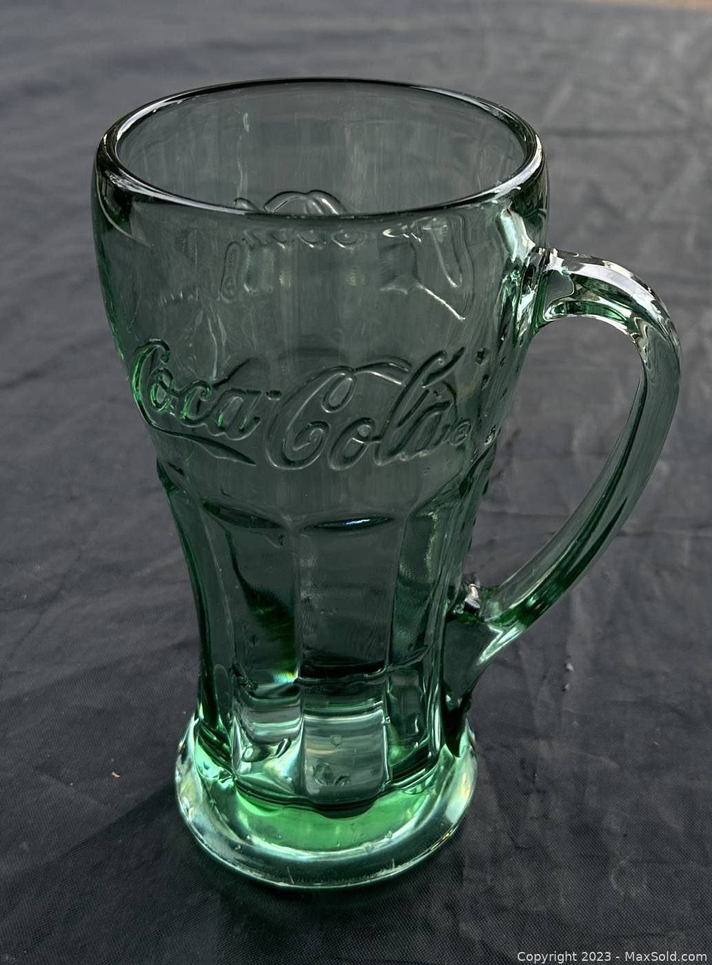 Vintage Libbey Coca Cola Coke Glass Mug With Handle Thick Green