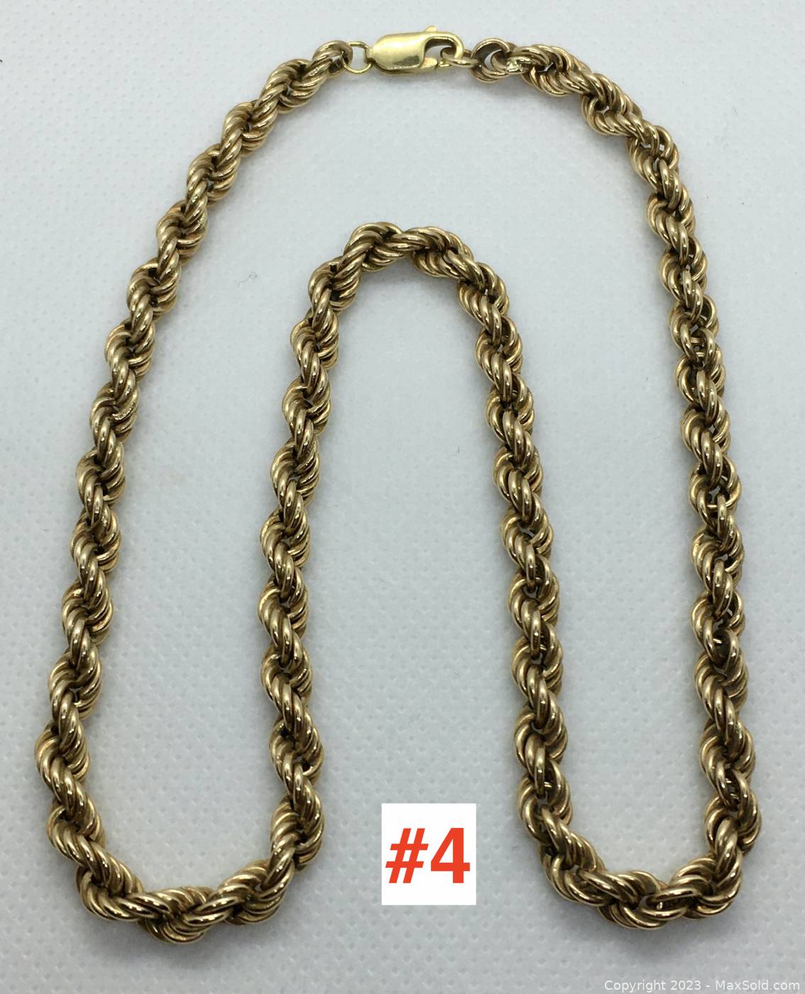 14k Women's Yellow Solid Diamond Cut Rope Necklace | Roaring Gems