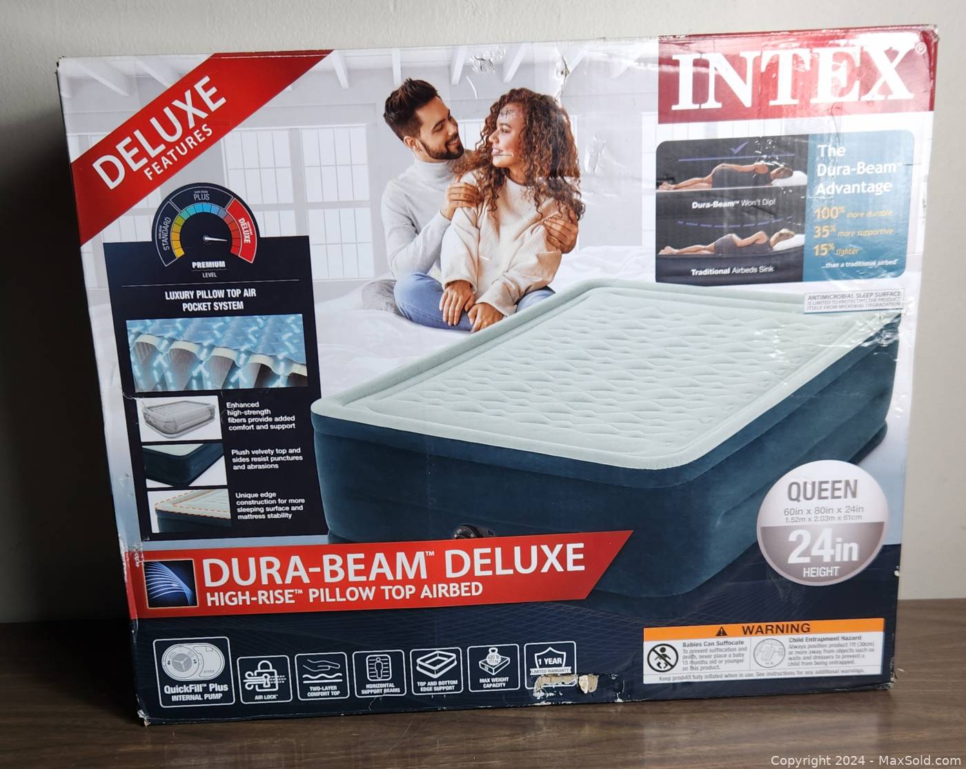 Intex premium pillow store top air mattress