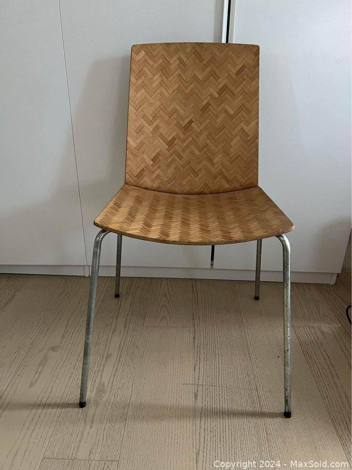 Vintage Ikea Eliot Herringbone Wood Chair with Metal Legs | Maxsold