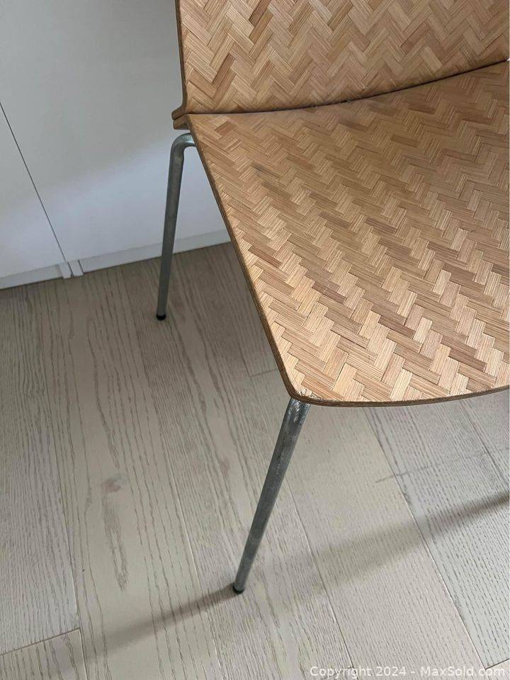 Vintage Ikea Eliot Herringbone Wood Chair with Metal Legs | Maxsold