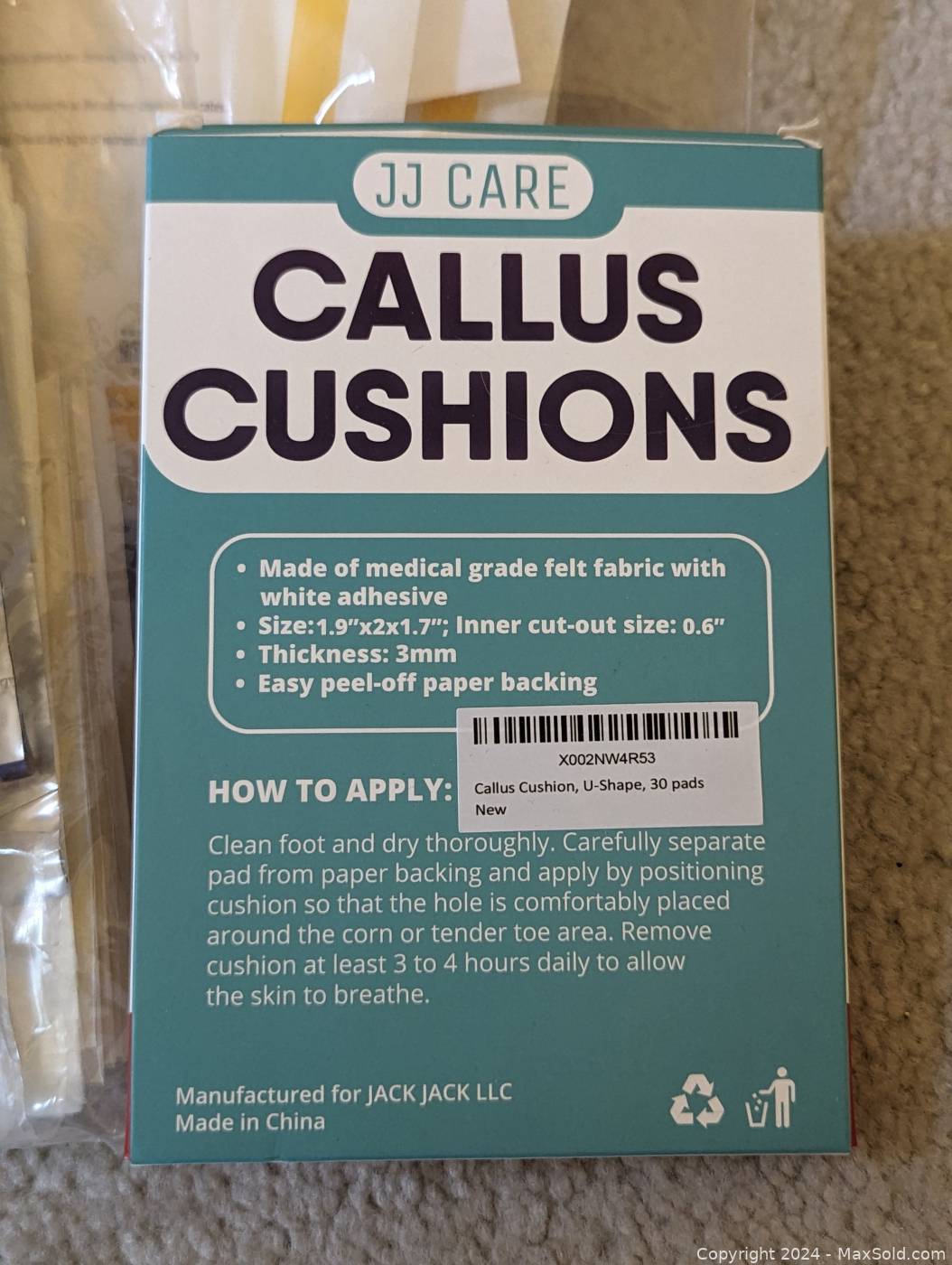 JJ CARE Callus Cushions (Pack of 30) Callus Pads for Bottom of