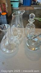 MaxSold Auction: Mixed Clear Glassware: Decanters, Pitcher/Carafe, Ice bowl w/ tongs - Coppell (Texas, USA) SELLER MANAGED Downsizing Online Auction - Parker Drive