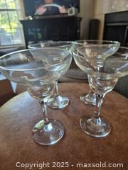 MaxSold Auction: Set of 4 Clear Glass Margarita Glasses, Bought at Crate &#38; Barrel - Coppell (Texas, USA) SELLER MANAGED Downsizing Online Auction - Parker Drive